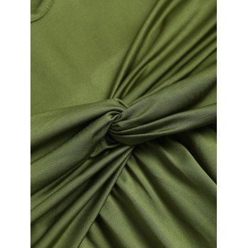 Lace Hem Patchwork Twist Waist Heart Chain Neck Tank Dress Sleeveless Slim Summer Spaghetti Strap Dress 