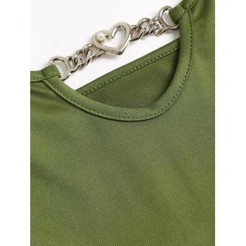 Lace Hem Patchwork Twist Waist Heart Chain Neck Tank Dress Sleeveless Slim Summer Spaghetti Strap Dress 