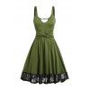 Robe à Bretelle Fine Jointif en Dentelle à Taille Haute sans Manches - Vert XL | US 12