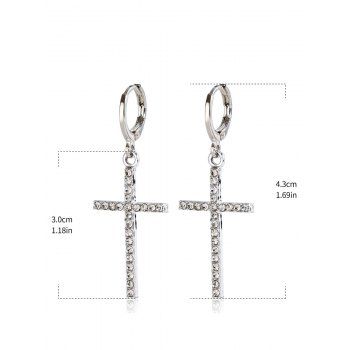 New Vintage Faux Rhinestone Cross Drop Earrings