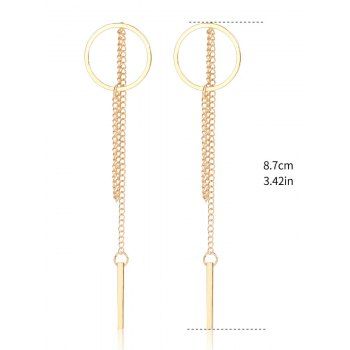 Fashionable O Ring Chain Bar Detail Long Drop Earrings