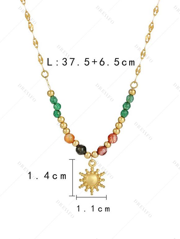 Collier Pendant Soleil Perle Design en Couleur Unie - d'or 