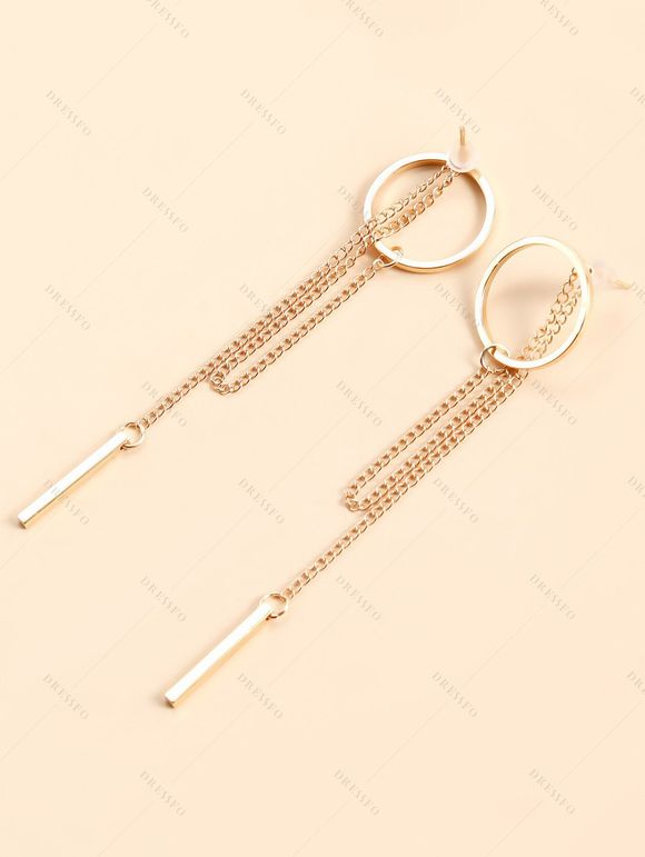 Boucles D'Oreilles Pendantes Chaîne Longue Barre en O - d'or 