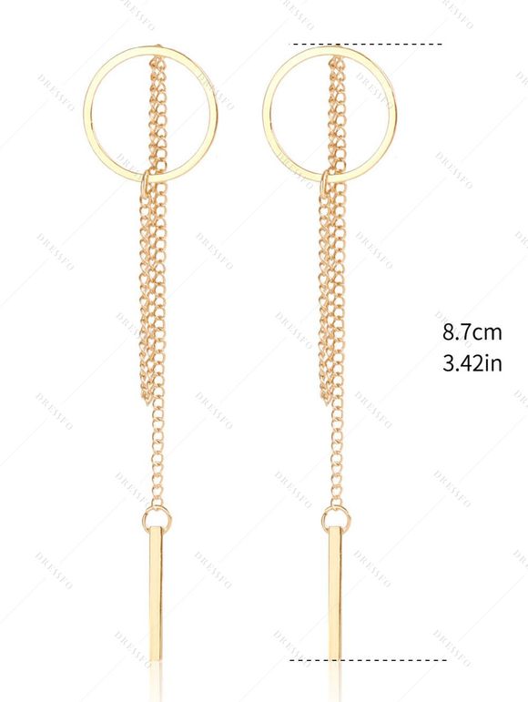 Boucles D'Oreilles Pendantes Chaîne Longue Barre en O - d'or 