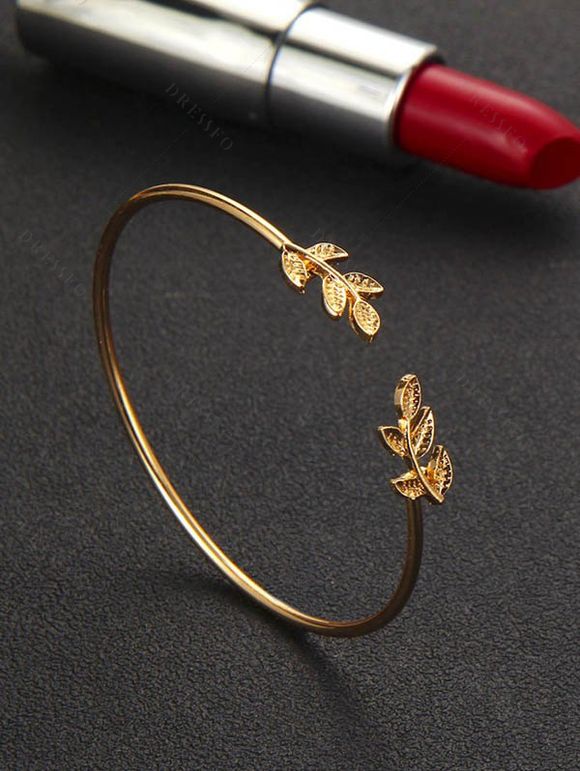 Ensemble de Bracelet Rétro Géométrique Noué Evidé Motif de Feuille 4 Pièces - d'or 