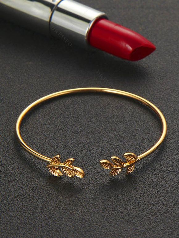 Ensemble de Bracelet Rétro Géométrique Noué Evidé Motif de Feuille 4 Pièces - d'or 