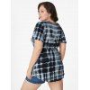 T-shirt D'Eté Teinté Croisé à Taille Haute de Grande Taille - Bleu profond 1XL | US 14