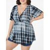 T-shirt D'Eté Teinté Croisé à Taille Haute de Grande Taille - Bleu profond 3XL | US 18