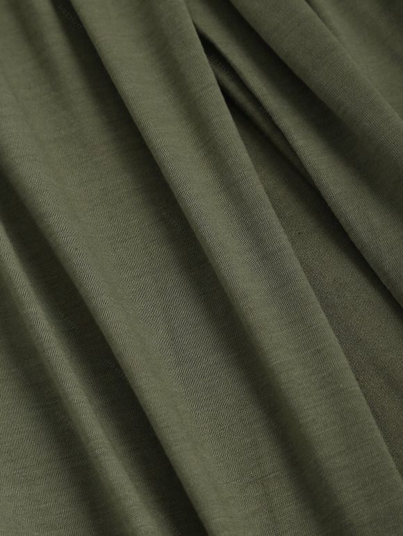 Pantalon D'Eté Décontracté Fendu Ceinturé à Jambe Large - Vert profond S | US 4