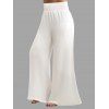 Pantalon Jambe Large à Taille Elastique en Couleur Unie avec Poche - Blanc XL | US 12