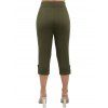 Pantalon Moulant Capri Décontracté en Couleur Unie à Taille Elastique - Vert profond M | US 6