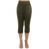 Pantalon Moulant Capri Décontracté en Couleur Unie à Taille Elastique - Vert profond M | US 6