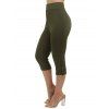 Pantalon Moulant Capri Décontracté en Couleur Unie à Taille Elastique - Vert profond XL | US 12