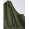 Robe D'été Ceinturée sans Manches à Taille Haute à Col en V - Vert XL | US 8