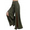 Pantalon D'Eté Décontracté Fendu Ceinturé à Jambe Large - Vert profond S | US 4