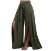 Pantalon D'Eté Décontracté Fendu Ceinturé à Jambe Large - Vert profond S | US 4