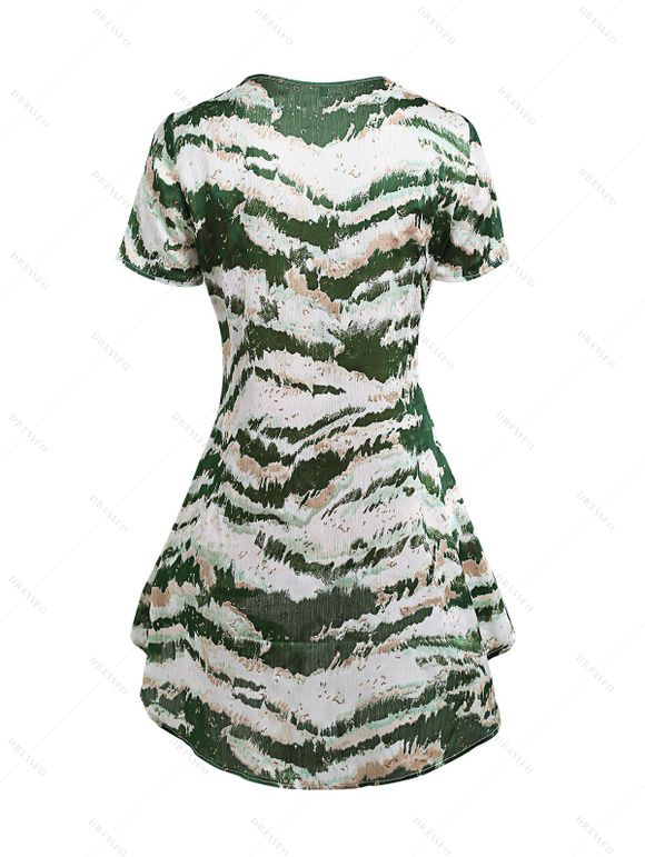 Ensemble Pantalon Capri et Robe Vichy à Bretelles Spaghetti Style Haut-Bas - Vert profond S | US 4