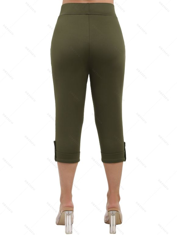 Ensemble Pantalon Capri et Robe Vichy à Bretelles Spaghetti Style Haut-Bas - Vert profond S | US 4