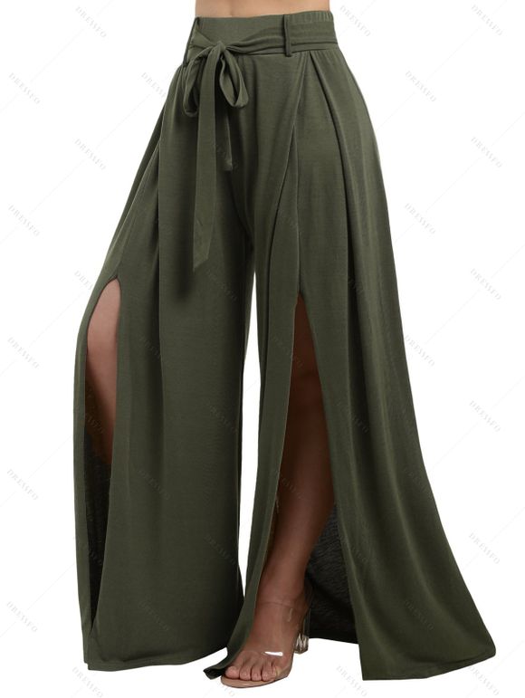 Débardeur Gothique Papillon en Dentelle à Lacets et Pantalon Ceinturé à Jambes Larges - Noir S | US 4