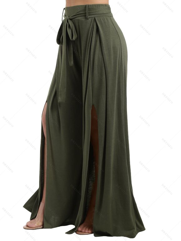 Débardeur Gothique Papillon en Dentelle à Lacets et Pantalon Ceinturé à Jambes Larges - Noir S | US 4