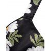 Débardeur Capri Plongeant Feuille Marguerite Imprimée en Couleur Unie avec Strass et de Pantalon Capri - Vert profond S | US 4