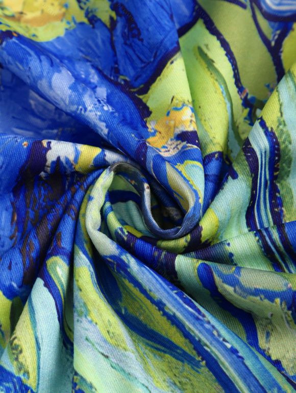 T-shirt D'Eté Décontracté Motif Coloré Manches Courtes à Col V - Jaune XXL | US 14