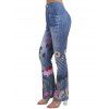 Pantalon Décontracté Fleur Imprimée avec Fausse Poche en Denim - Bleu gris L | US 8