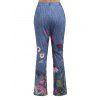 Pantalon Décontracté Fleur Imprimée avec Fausse Poche en Denim - Bleu gris XXL | US 12