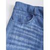 Pantalon Décontracté Fleur Imprimée avec Fausse Poche en Denim - Bleu gris M | US 6