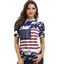 T-shirt Drapeau Américain Imprimé Partout à Manches Courtes - Bleu de Minuit XXL | US 14