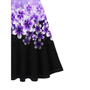 Floral Print V Neck Short Sleeve Surplice Dress High Waist A-line Dress