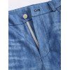 Pantalon Décontracté Evasé Motif Fleuri Zippé avec Fausse Poche en Denim - Bleu gris M | US 6