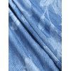 Pantalon Décontracté Evasé Fleuri Imprimé Zippé avec Fausse Poche en Denim de Grande Taille - Bleu gris 3XL