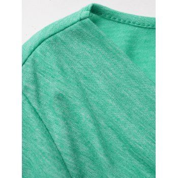 Heathered Cowl Neck Mesh Patchwork Layered Short Sleeve Faux Twinset T Shirt 