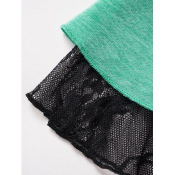 Heathered Cowl Neck Mesh Patchwork Layered Short Sleeve Faux Twinset T Shirt 