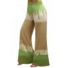 Pantalon Long en Blocs de Couleurs Jambe Large à Taille Haute Elastique - Vert clair XXL | US 14
