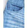 Pantalon en Denim Décontracté Evasé Motif Fleuri avec Fausse Poche à Braguette Zippée - Bleu gris S | US 4