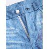Pantalon en Denim Décontracté Evasé Motif Fleuri avec Fausse Poche à Braguette Zippée - Bleu gris L | US 8