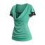 T-shirt Chiné Superposé en Maille Insérée Manches Courtes à Col Bénitier Fausse Deux Pièces - Vert clair M | US 6