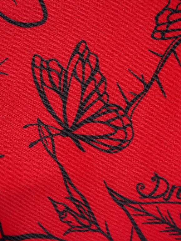 Maillot de Bain Bikini Croisé Rose Imprimée à Taille Haute à Armature Saint-Valentin - Rouge S | US 4