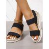 New Women Minimalist Double Strap Slingback Elastic Wedge Sandals - Noir EU 38