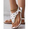 Floral Design Flat Sandals Solid Color Open Toe Elastic Ankle Strap Thong Sandals - Blanc EU 42