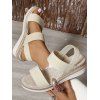 New Women Minimalist Double Strap Slingback Elastic Wedge Sandals - Beige EU 40