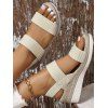 New Women Minimalist Double Strap Slingback Elastic Wedge Sandals - Beige EU 37