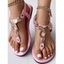 Rhinestone Decor Toe Post Beach Summer Sandals Outdoor Flip Flop Slippers Metal Flat Shoes - Rose clair EU 35