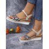 New Fashionable Tribal Pattern Flat Open Toe Wedge Heel Sandals - Abricot EU 38