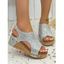 Sequin Decor Peep Toe Hook-and-loop Fastener Slingback Thick Wedge Sandals - d'or EU 39