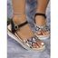 New Fashionable Tribal Pattern Flat Open Toe Wedge Heel Sandals - Noir EU 40