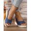 Retro New Design Wedge Heel Peep Toe Hallow Out Outer Sandals - Bleu EU 40