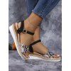 New Fashionable Tribal Pattern Flat Open Toe Wedge Heel Sandals - Noir EU 41